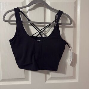 Calvin Klein Black Cross-Strap Crop Bralette